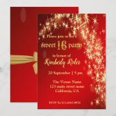 Sterrennacht in rode verjaardagsuitnodigingen kaart (Voorkant / Achterkant)