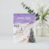 Sterrennacht in SneeuwkerstWaterverf Feestdagenkaart (Staand voorkant)