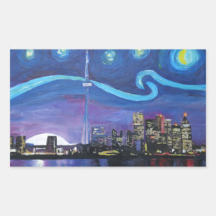 Sterrennacht in Toronto met Van Gogh Inspirations Rechthoekige Sticker