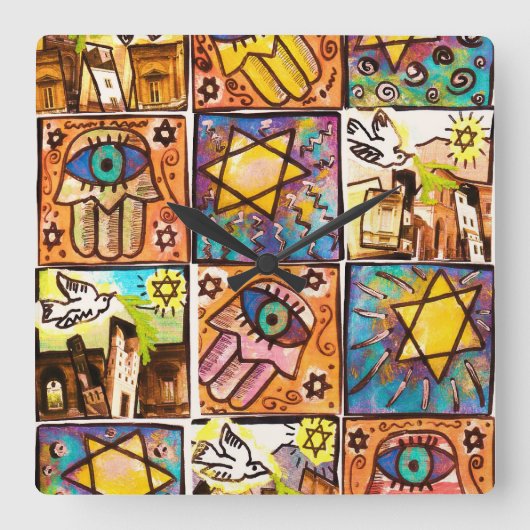 Sterrennacht Israel Ivory Wall Clock Vierkante Klok (Voorkant)