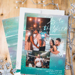 Sterrennacht Joy to World 3 Foto Green Feestdagenkaart<br><div class="desc">Creëer uw eigen 3 fotocollage-vakantiekaart, met Joy to the World hand lettering, op een sterrenachtige nachtachtergrond. Het ontwerp is voorzien van waterverf penseelstreken, in tinten van groen muntroze en grijs, met sterren, zeegloed en goudstof. Joy aan de Wereld wordt geletterd in moderne manuscriptkalligrafie, die u in om het even welke...</div>