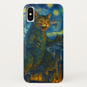 Sterrennacht Kaiju Catzilla Cat iPhone iPad Case (Achterkant)
