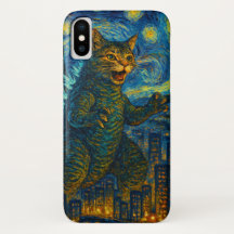 Sterrennacht Kaiju Catzilla Cat iPhone iPad Case
