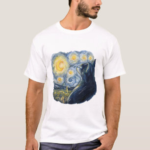 Sterrennacht Kat Artistieke Van Gogh Stijl Kunst T-shirt