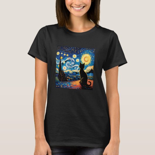 Sterrennacht Kat T-shirt (Voorkant)