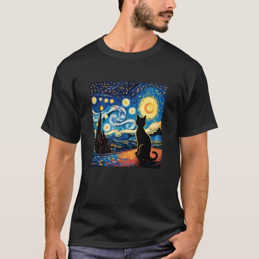 Sterrennacht Kat T-shirt (Voorkant)