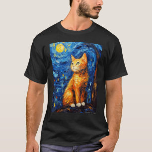 Sterrennacht Kat, Van Gogh Kat, Kat Liefhebber, Ka T-shirt