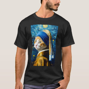 Sterrennacht Kat, Van Gogh Kat, Kat Liefhebber, ka T-shirt