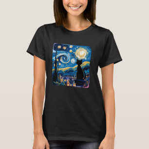 Sterrennacht Kattenliefhebbers Artistieke Esthetie T-shirt