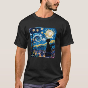 Sterrennacht Kattenliefhebbers Artistieke Esthetie T-shirt
