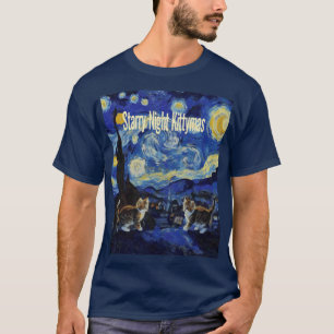 Sterrennacht Kattenliefhebbers Festive Kerstmis T-shirt