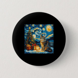 Sterrennacht Kerst Noors Bos Art Van Go Ronde Button 5,7 Cm