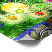 Sterrennacht kerstboom Waterverf Poster (Hoek)