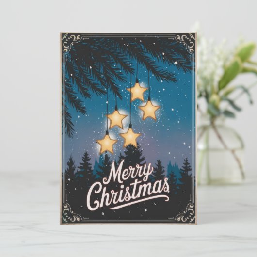  Sterrennacht Kerstgroeten Vakantie C Feestdagenkaart (Staand voorkant)