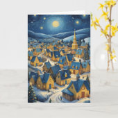Sterrennacht kerstkunst Kaart (Gele Bloem)