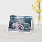 Sterrennacht Kerstman met Polar Beren Kerst Kaart (Gele Bloem)