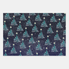 Sterrennacht Kerstmis 3 Variaties Inpakpapier Vel