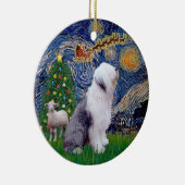 Sterrennacht Kerstmis - Bobtail Keramisch Ornament (Rechts)