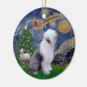 Sterrennacht Kerstmis - Bobtail Keramisch Ornament (Links)
