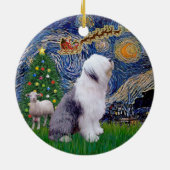 Sterrennacht Kerstmis - Bobtail Keramisch Ornament (Achterkant)