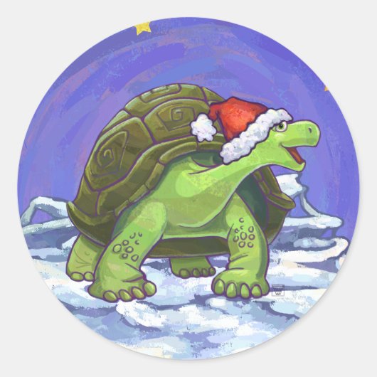 Sterrennacht Kerstmis Ronde Sticker (Voorkant)