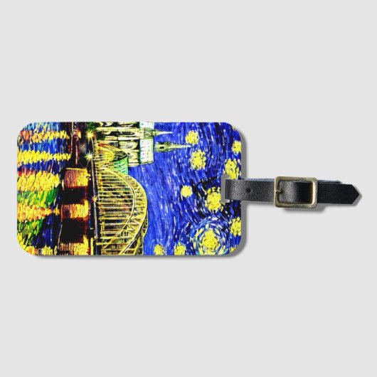 Sterrennacht Keulen Duitsland Kathedraal Bagagelabel (Voorkant (horizontaal))