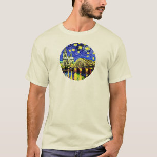 Sterrennacht Keulen Duitsland Kathedraal T-shirt