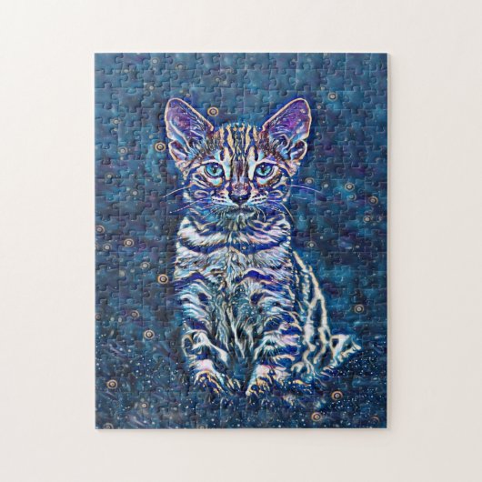 Sterrennacht Kitten Legpuzzel (Verticaal)
