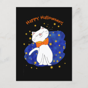 Sterrennacht Kitty Cat Halloween Feestdagenkaart