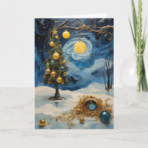 Sterrennacht klok Kaart Abstracte kerstkunst