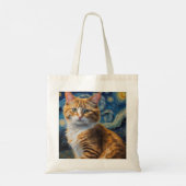 Sterrennacht kunst met een kat tote bag (Achterkant)