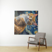 Sterrennacht kunst met een kat wandkleed (In Situ (horizontaal))