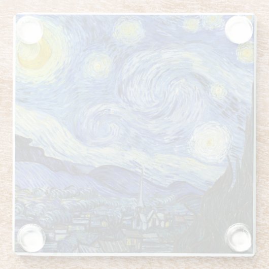Sterrennacht Landschap Vincent van Gogh Glazen Onderzetter (Achterkant)