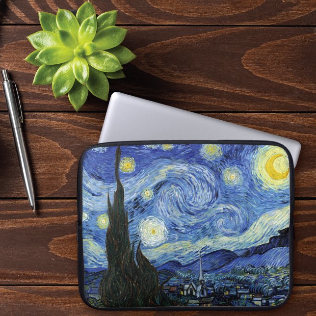 Sterrennacht Landschap Vincent van Gogh Laptop Sleeve (Creator heeft geüpload)