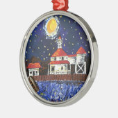 Sterrennacht Light House Metalen Ornament (Links)