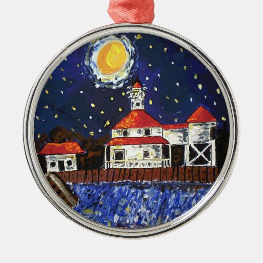 Sterrennacht Light House Metalen Ornament (Voorkant)