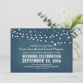 Sterrennacht Lights Blue Rustic Wedding Invites Kaart (Staand voorkant)