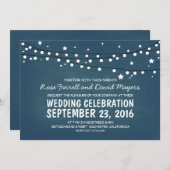 Sterrennacht Lights Blue Rustic Wedding Invites Kaart (Voorkant / Achterkant)