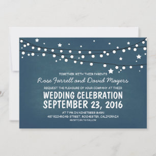 Sterrennacht Lights Blue Rustic Wedding Invites Kaart