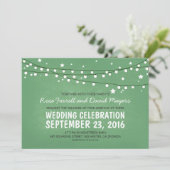 Sterrennacht Lights Green Rustic Wedding Invites Kaart (Staand voorkant)