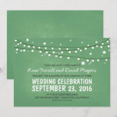 Sterrennacht Lights Green Rustic Wedding Invites Kaart (Voorkant / Achterkant)