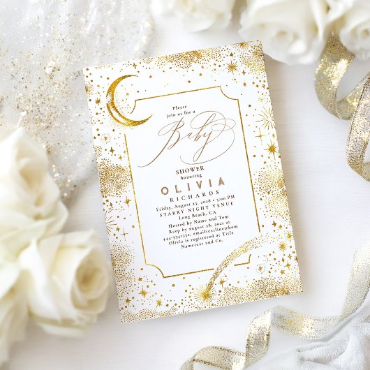 Sterrennacht Maan Mystiek Hemels Baby shower Kaart