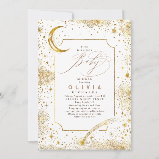 Sterrennacht Maan Mystiek Hemels Baby shower Kaart (Voorkant)