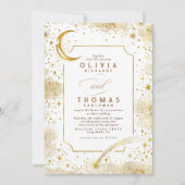 Sterrennacht Maan Vallende Star Celestial Bruiloft Kaart (Voorkant)