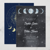 Sterrennacht maanfasen Zodiac Hemelse bruiloft Kaart (Voorkant / Achterkant)
