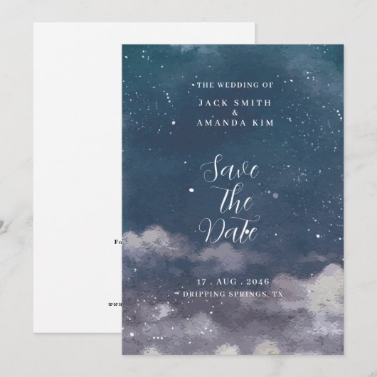 sterrennacht maanlicht bruiloft Save the date Kaart (Voorkant / Achterkant)