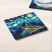 Sterrennacht Machu Picchu Peru Kartonnen Onderzetters (Schuin)