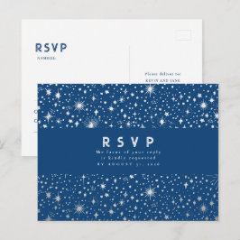 Sterrennacht marineblauw bruiloft RSVP Briefkaart