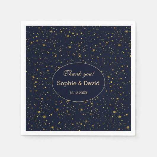 Sterrennacht marineblauw huwelijk servet (Voorkant)