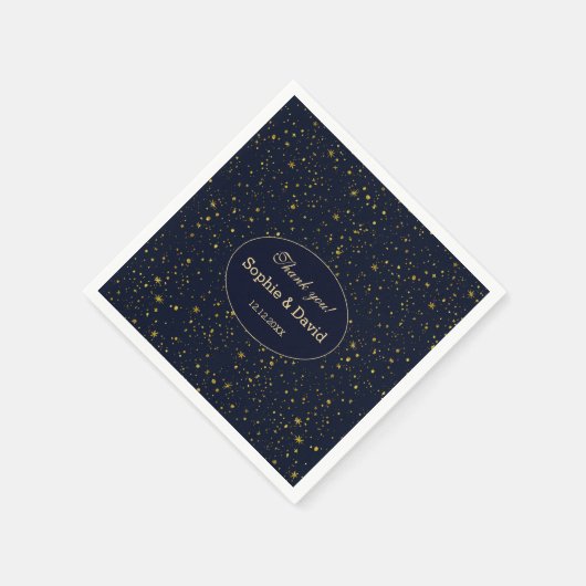 Sterrennacht marineblauw huwelijk servet (Hoek)